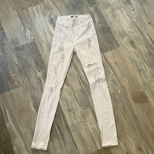 White Ripped FashionNova Skinny Jeans